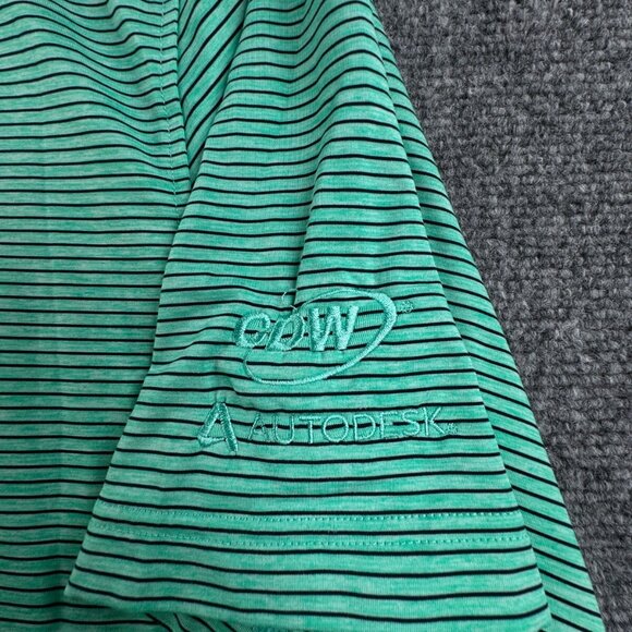 Footjoy FJ Golf Polo Shirt Mens Striped Short Sleeve Green Blue Large Adult - Picture 9 of 11